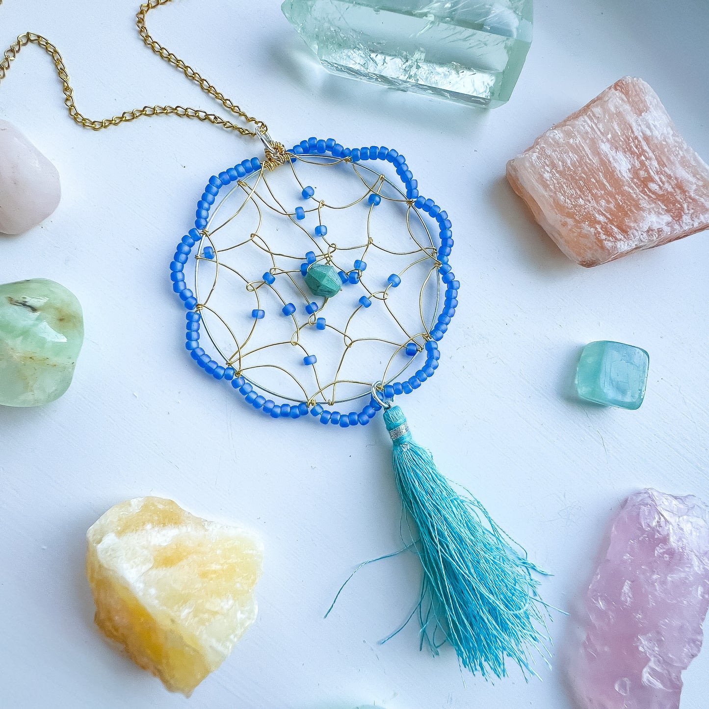 💎✨ Blue and Gold Mandala Web Necklace ✨💎 Jewellery MakerTV Piece 🩷💚