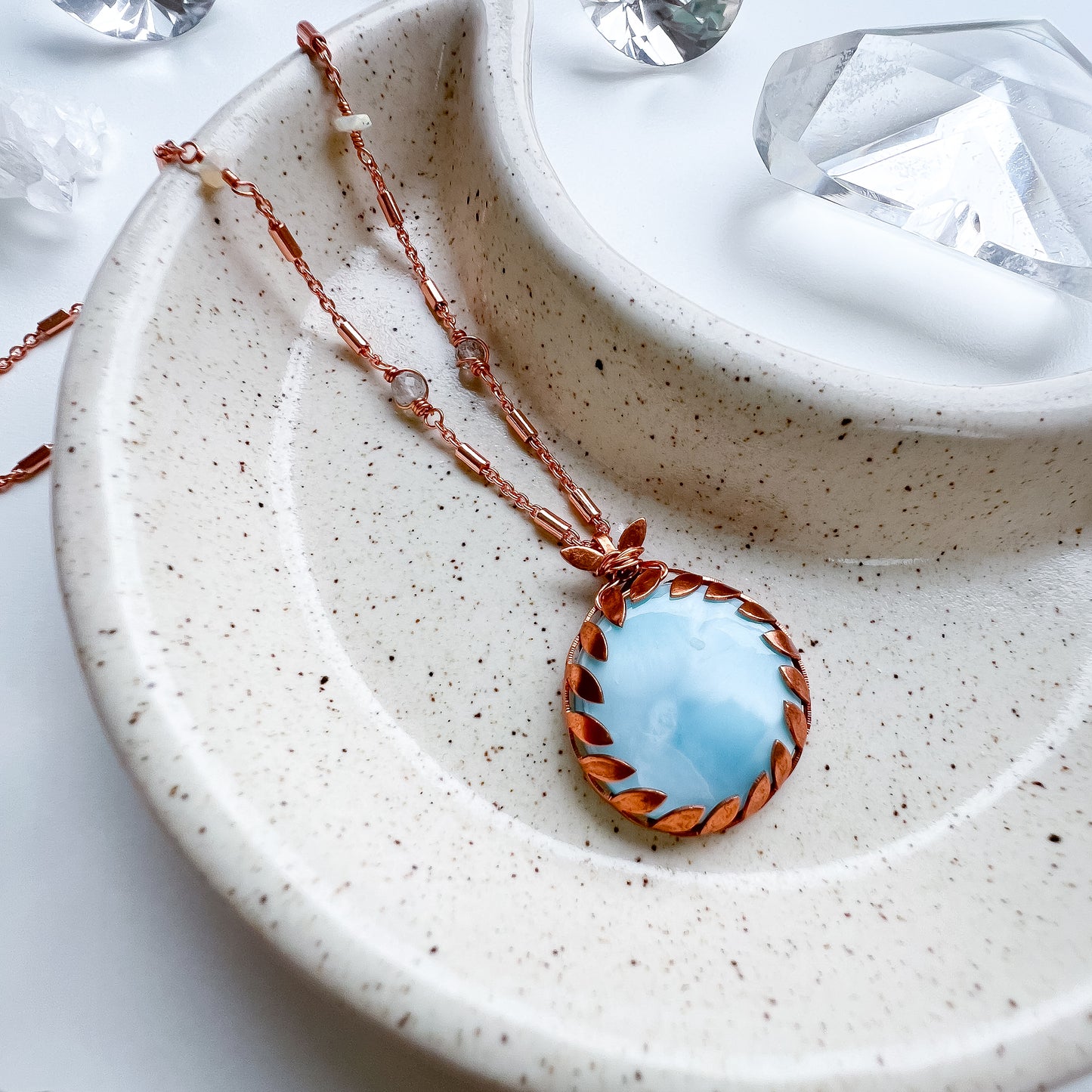 Large Larimar pendant - Ocean Harmony Necklace: Intuition Illuminated, Creativity Unleashed