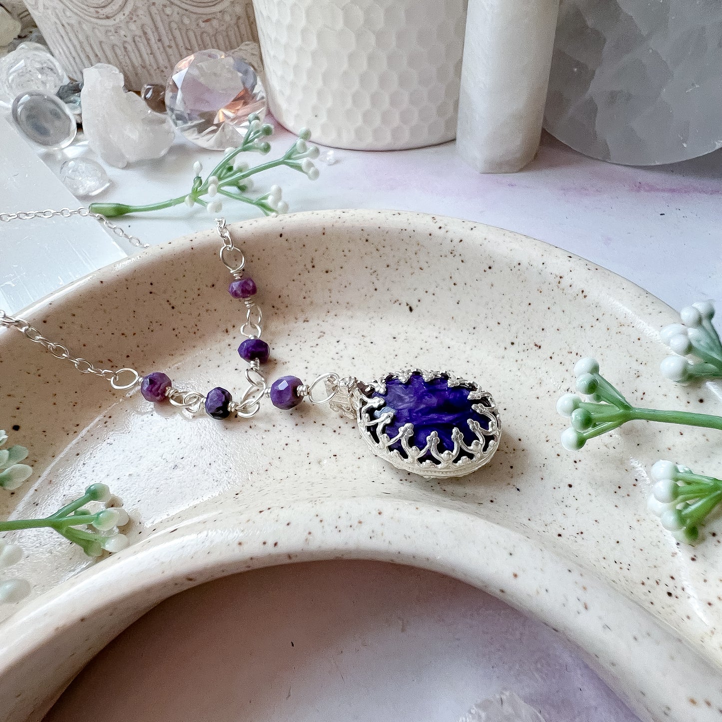 💜✨ Charoite Crown Rosary Necklace ✨💜 Jewellery MakerTV Piece 🩷💚