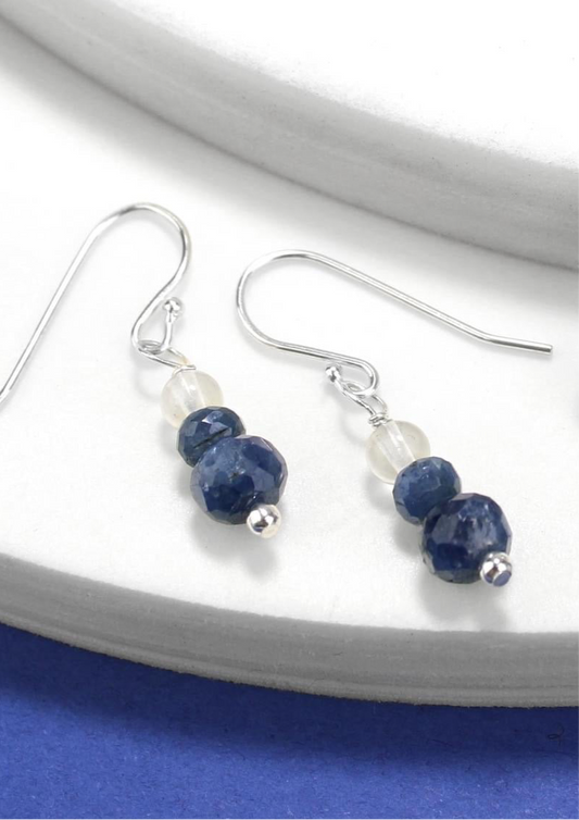🌌 Sapphire & Quartz Drop Earrings – Sterling Silver 🌌 Jewellery MakerTV Piece 🩷💚