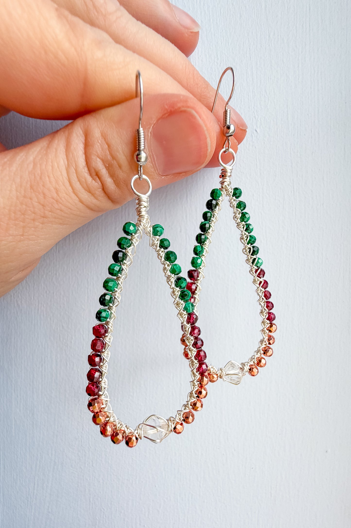 🔥 Strength Without Armour – Power Drop Earrings – Clear Quartz, Malachite Garnet and Hematite