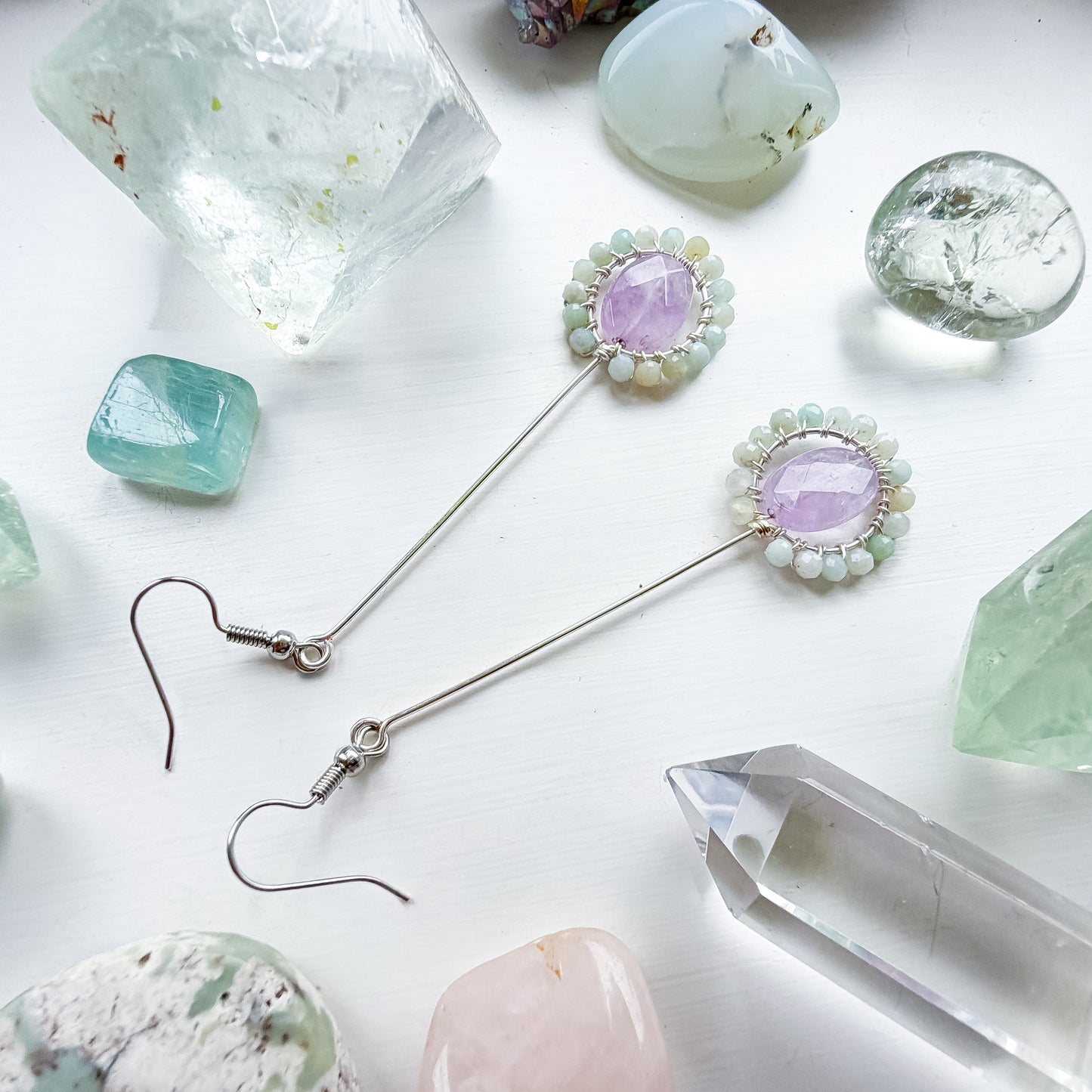 💜🌿💎 Gentle Heart Earrings 💎🌿💜 - Lavender Amethyst and Amazonite Earrings