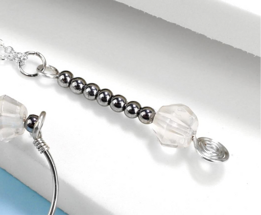 💫 Hematite & Clear Quartz Drop Necklace 💫 Jewellery MakerTV Piece 🩷💚