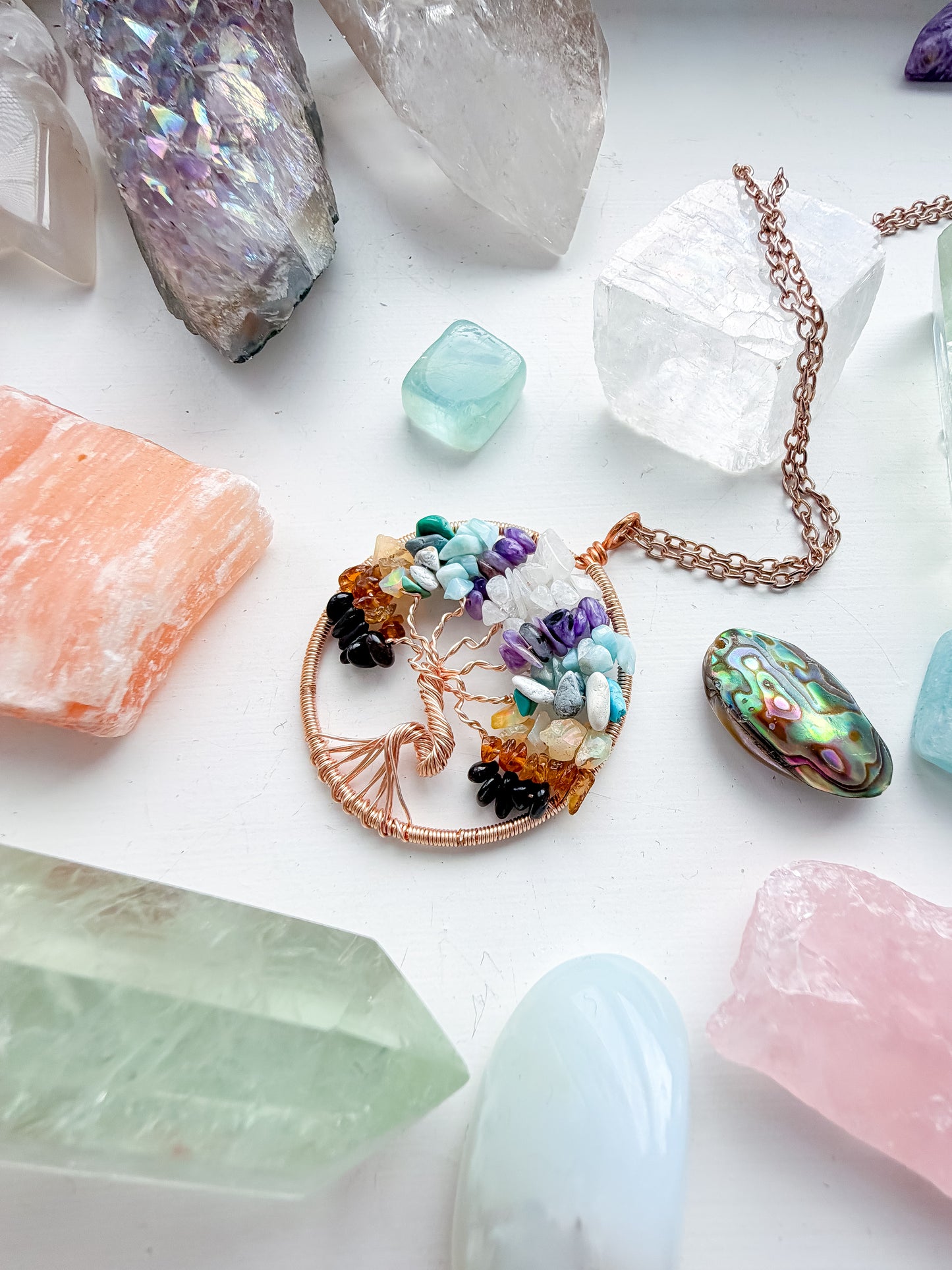 Rose Gold Alternative Chakra Tree Of Life Necklace