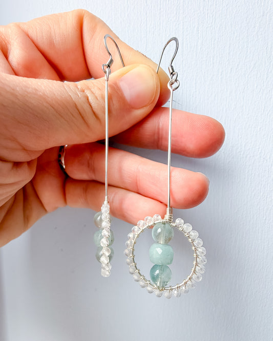 . ✨💎 Speak Your Truth earrings 💎✨ Aquamarine, fluorite and clear quartz earrings