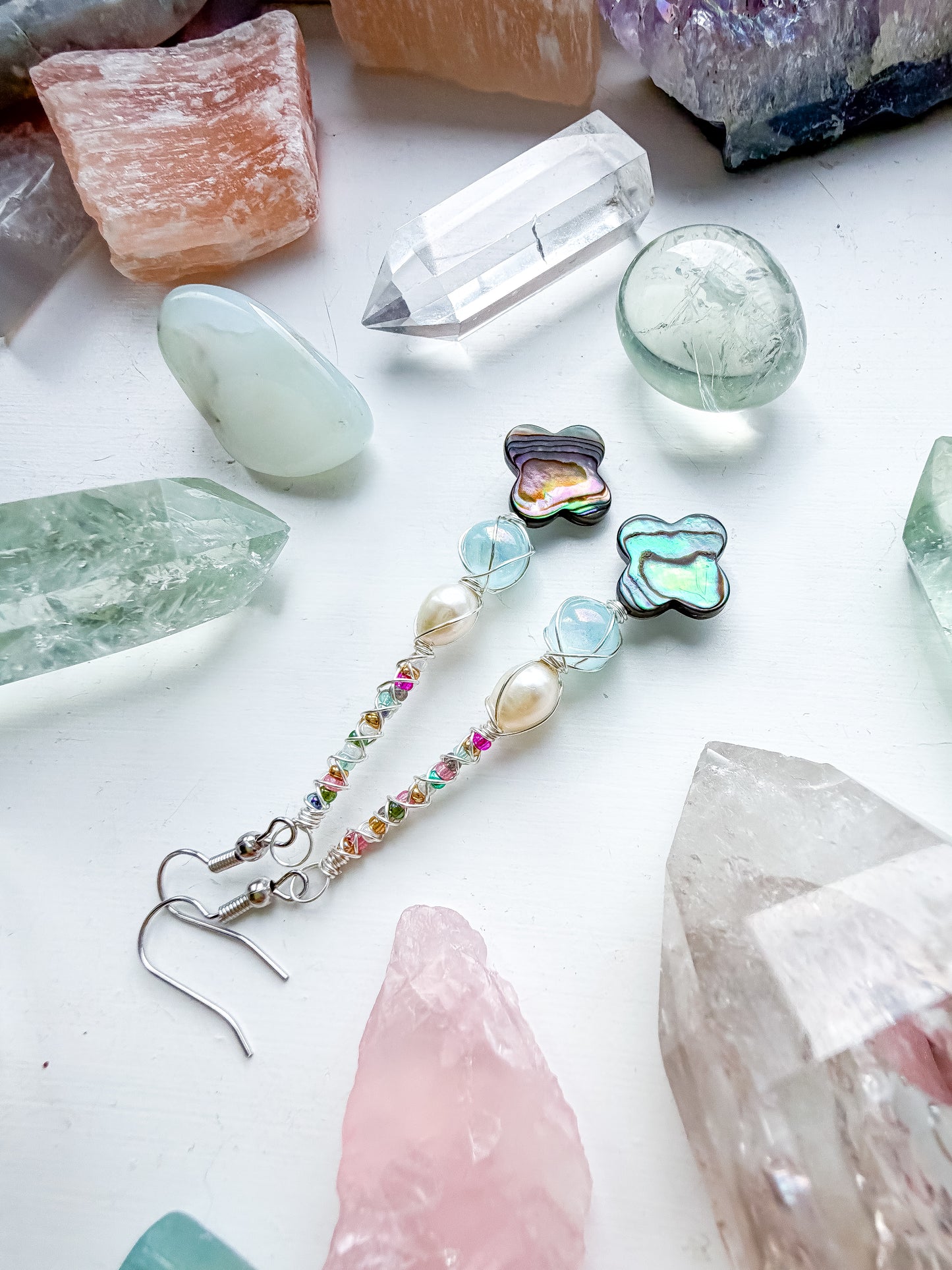 ✨🧜‍♀️🌈 Rainbow Mermaid Earrings 🌈🧜‍♀️✨  Abalone & Pearl Dangle Earrings | Handmade Shell Earrings