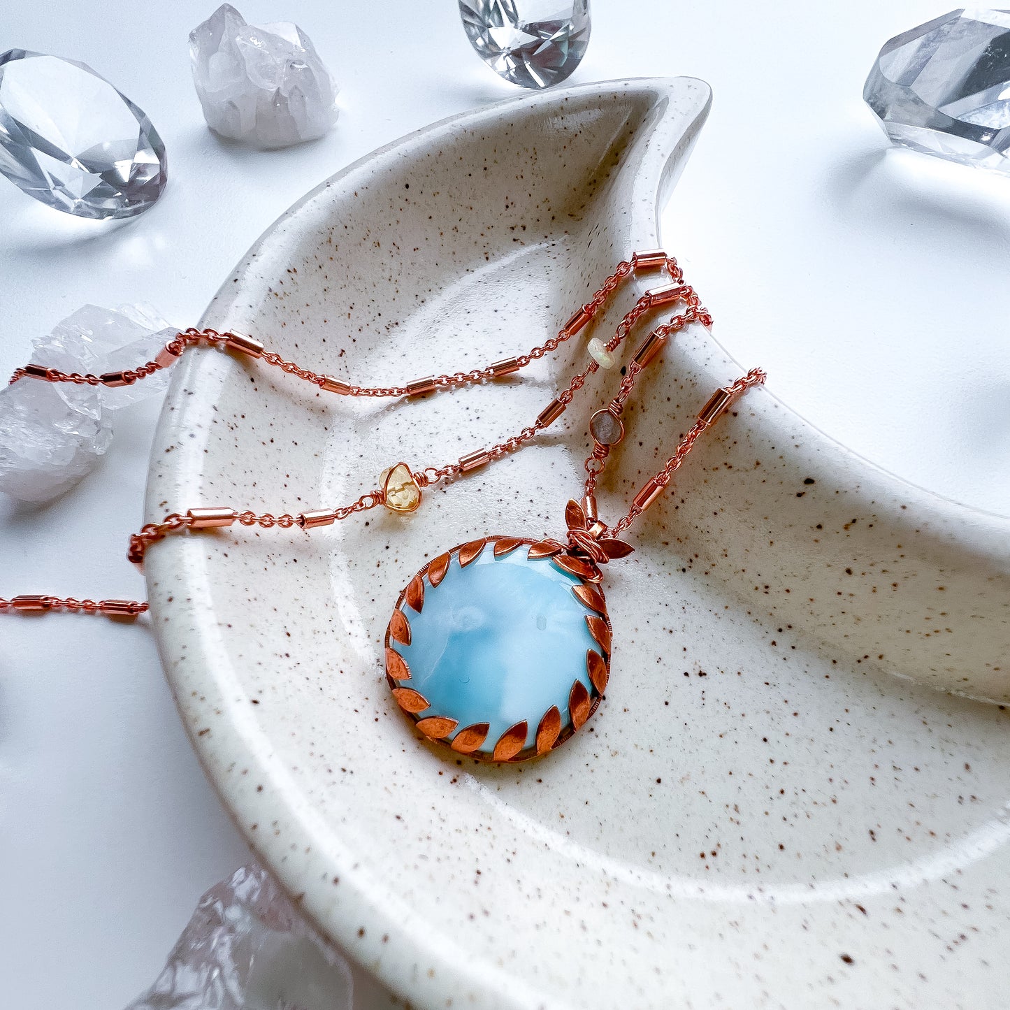 Large Larimar pendant - Ocean Harmony Necklace: Intuition Illuminated, Creativity Unleashed
