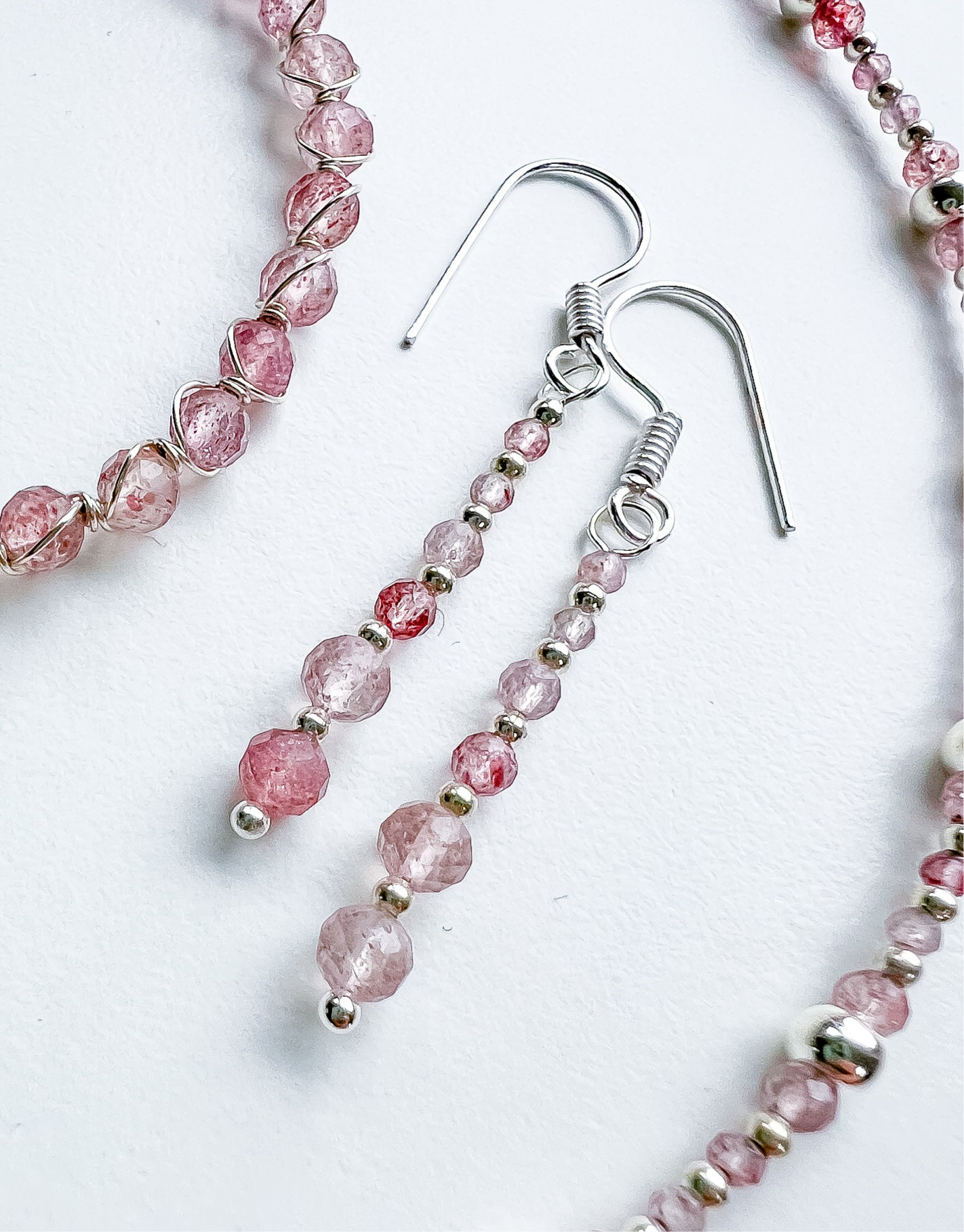 🍓✨ Strawberry Quartz Drop Earrings ✨🍓 Jewellery MakerTV Piece 🩷💚