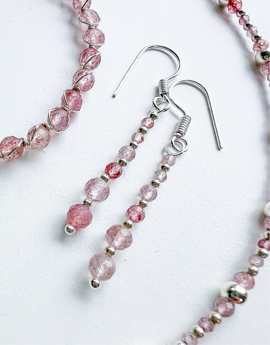 🍓✨ Strawberry Quartz Drop Earrings ✨🍓 Jewellery MakerTV Piece 🩷💚