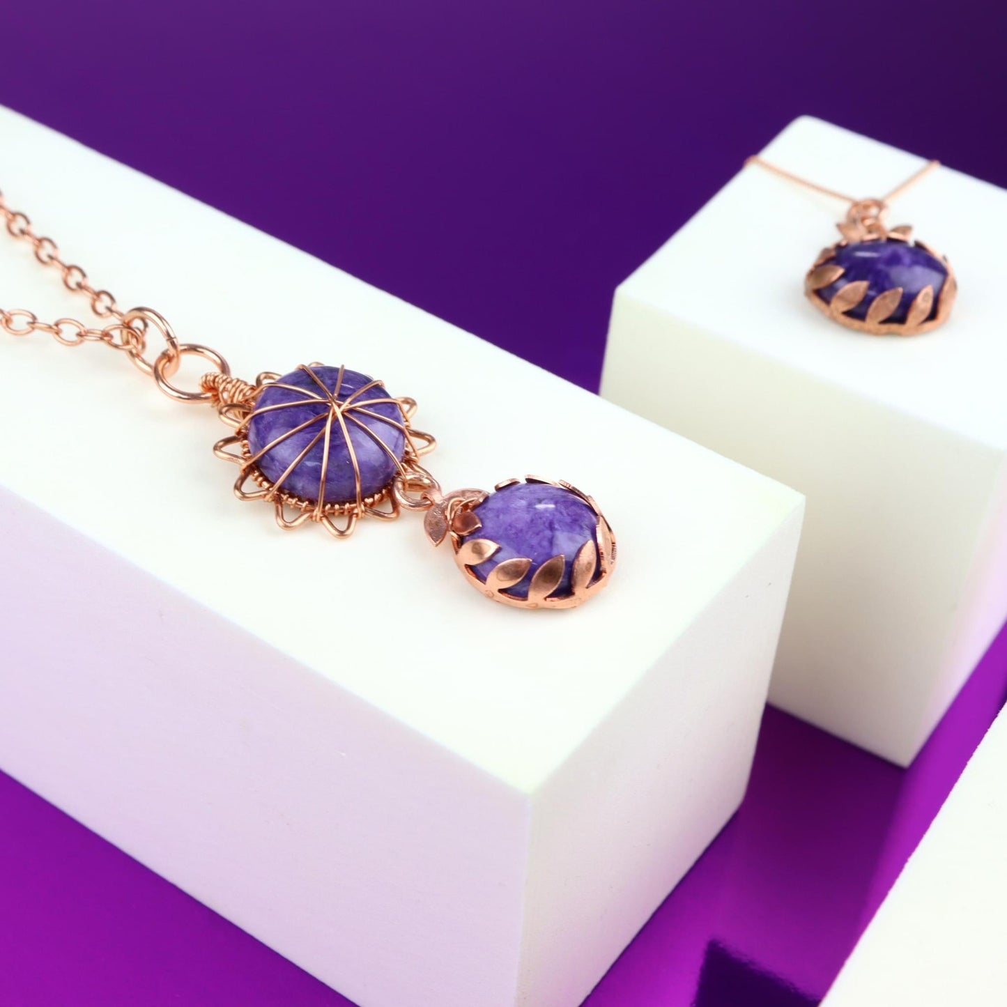💜✨ Charoite Sunburst Duo Necklace ✨💜 Jewellery MakerTV Piece 🩷💚