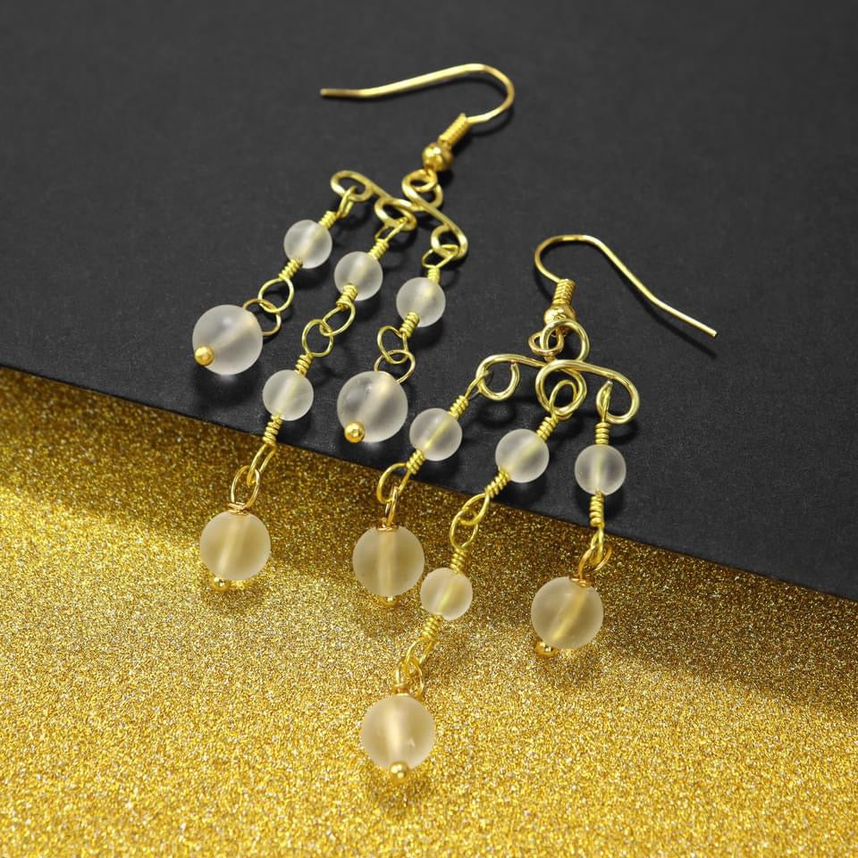 🤍✨Matte Clear Quartz Graduated Cascade Earrings ✨🤍 Jewellery MakerTV Piece 🩷💚