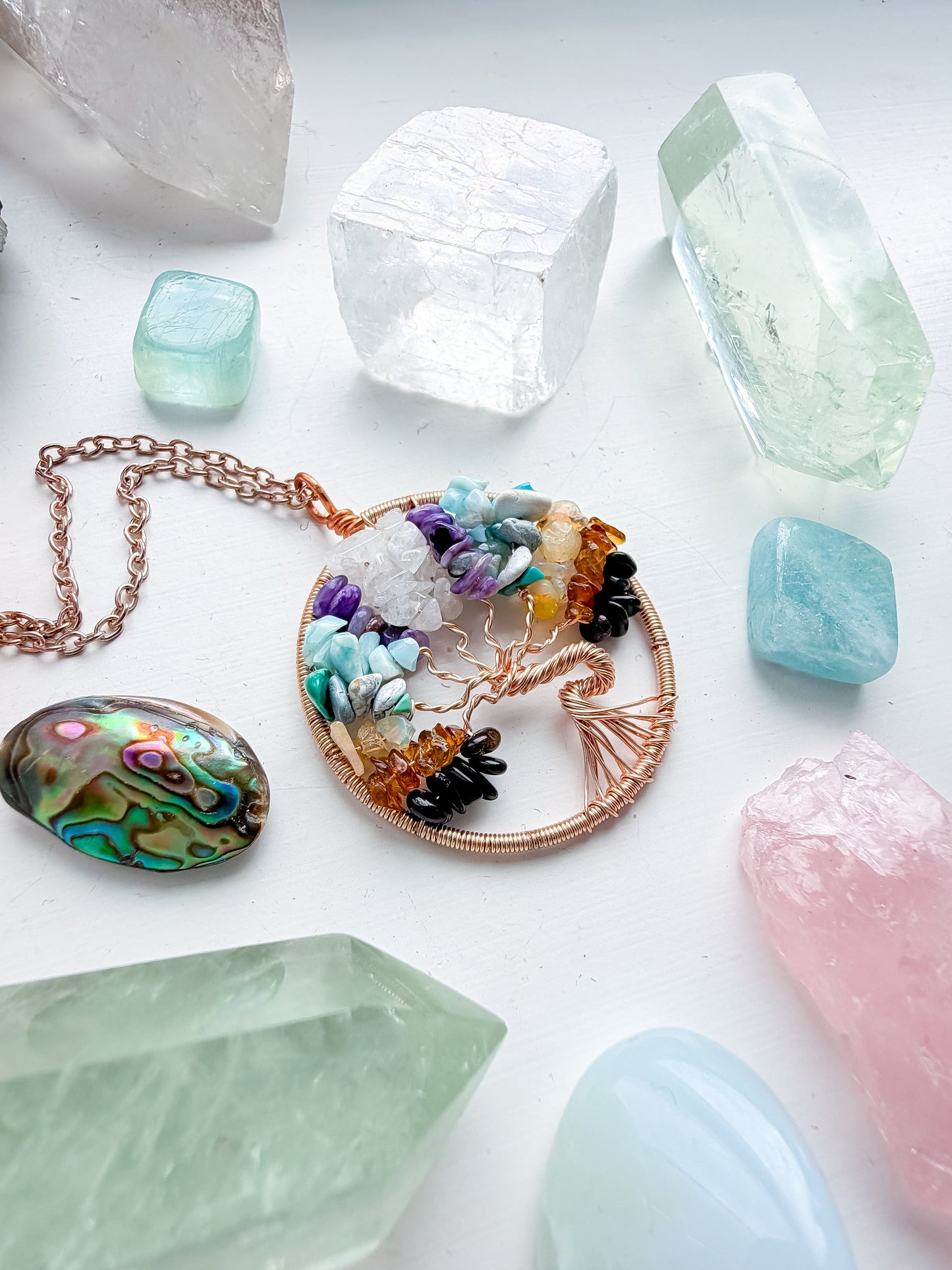 Rose Gold Alternative Chakra Tree Of Life Necklace