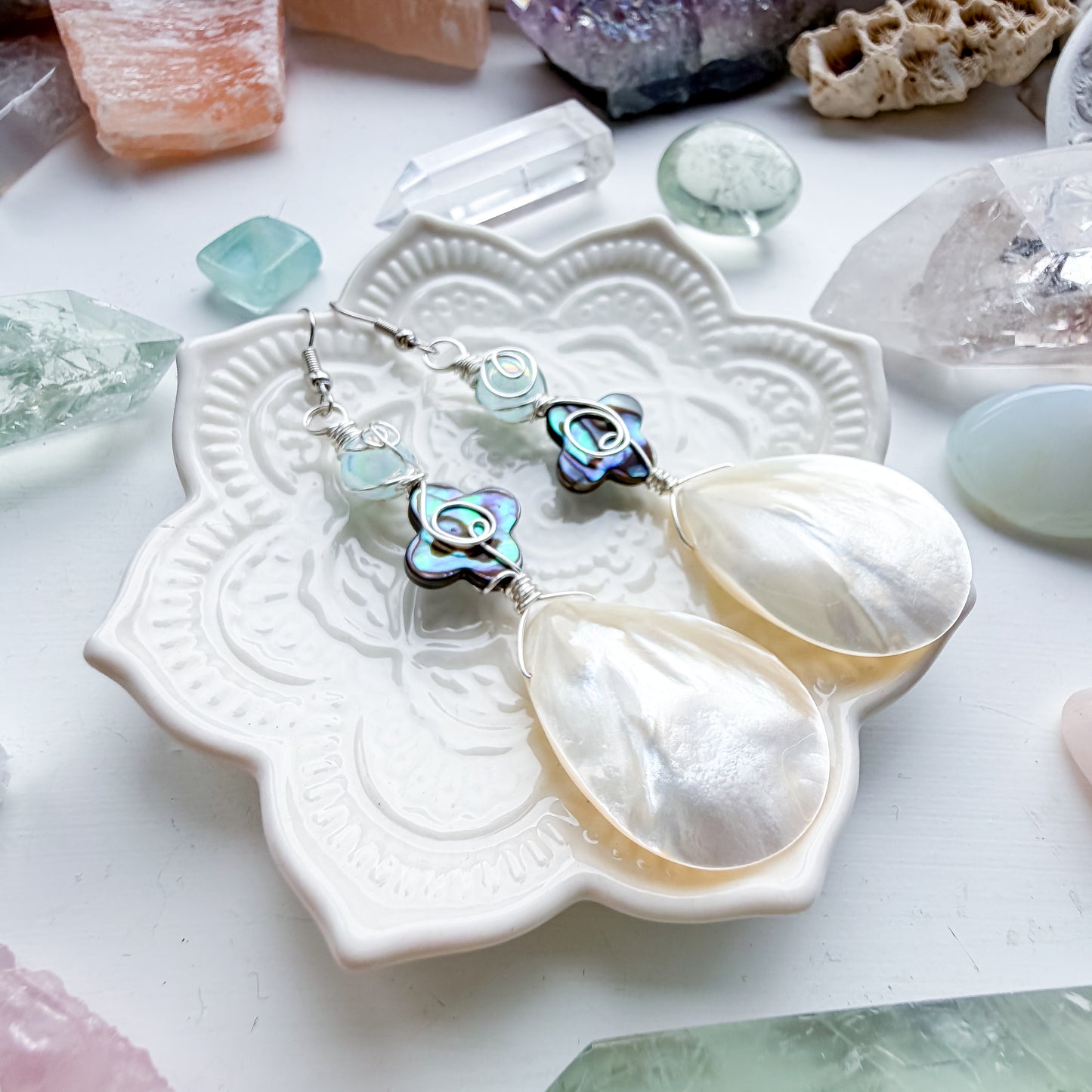✨🌊 Abalone Dream Earrings 🌊✨ Abalone & Mother of Pearl Dangle Earrings | Handmade Shell Earrings