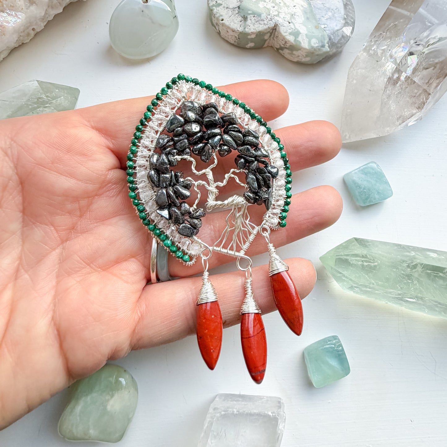 🌳 Boundaries Are Sacred – Grounding Hematite Tree of Life Talisman Necklace