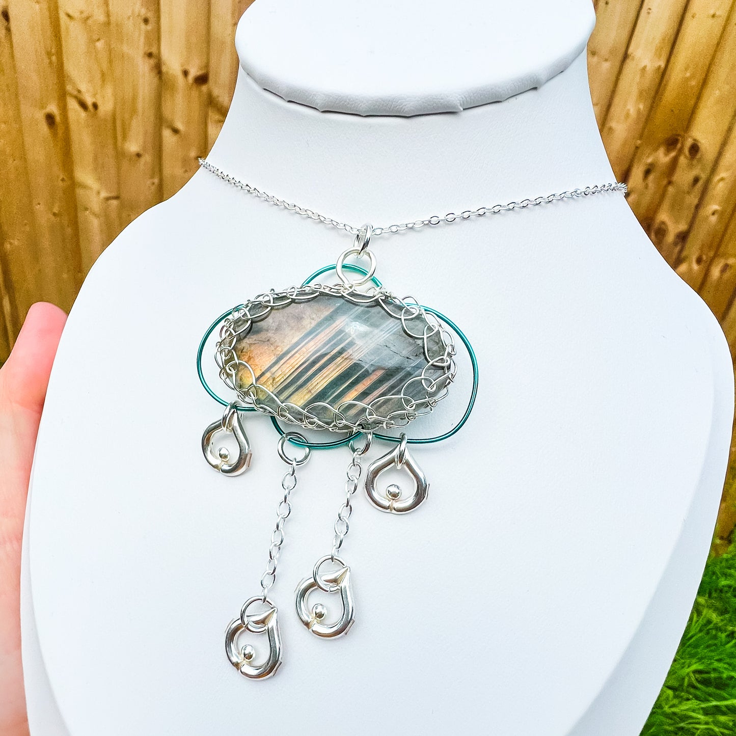 ✨🌧️ Rain Cloud Labradorite Pendant 🌧️✨ Jewellery MakerTV Piece 🩷💚