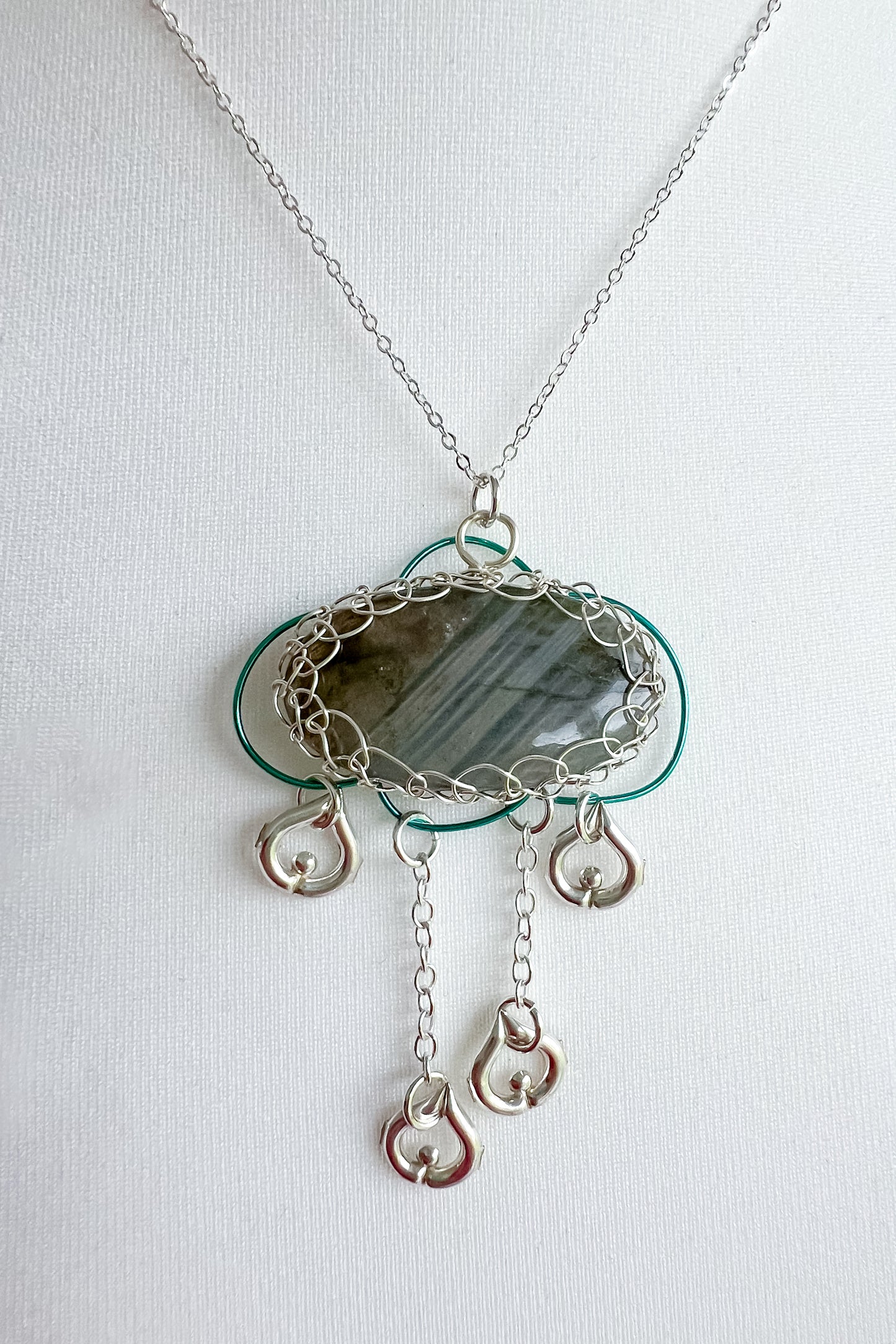 ✨🌧️ Rain Cloud Labradorite Pendant 🌧️✨ Jewellery MakerTV Piece 🩷💚