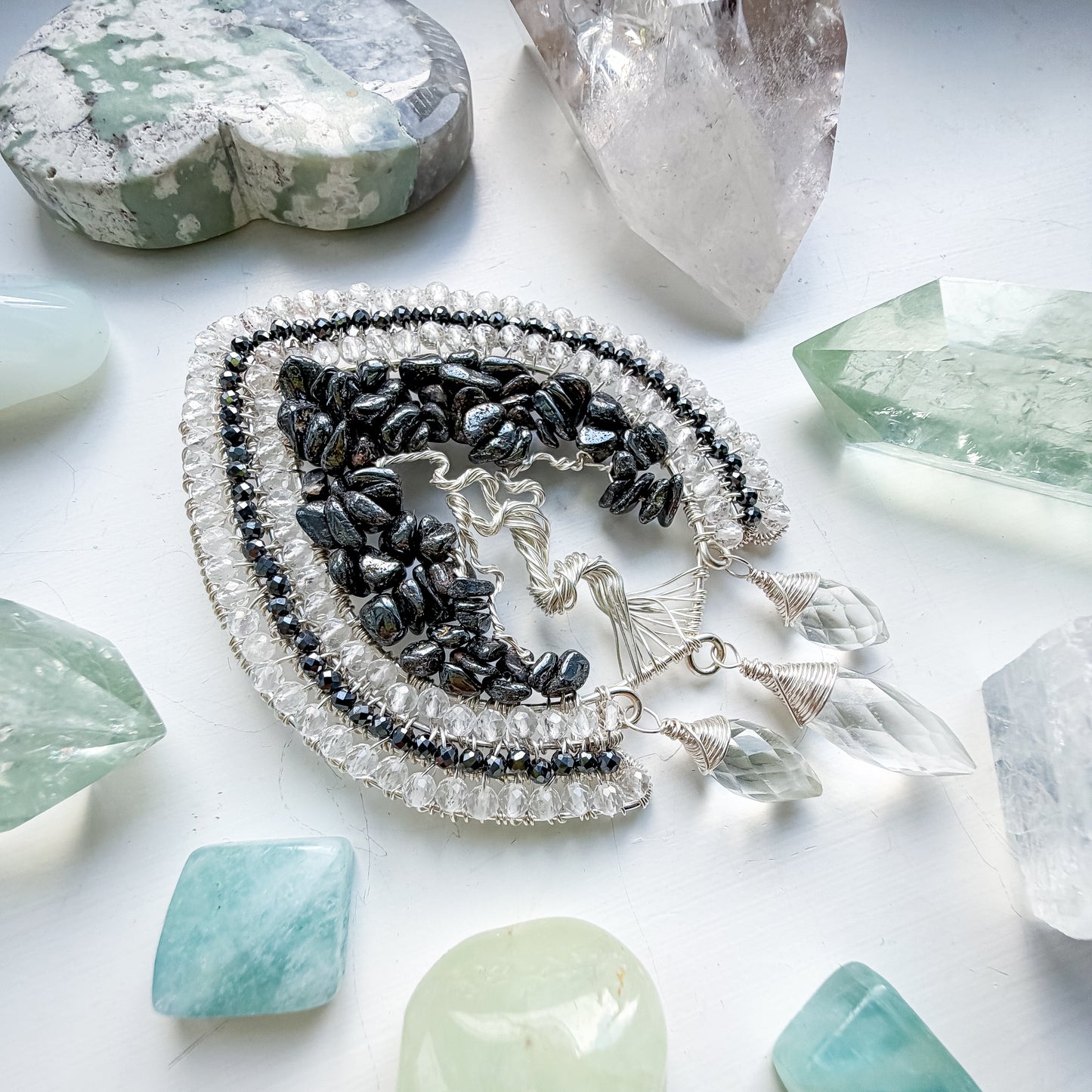 🌳 Protect Your Light - Hematite and clear quartz and smokey tree of life talisman 🌳