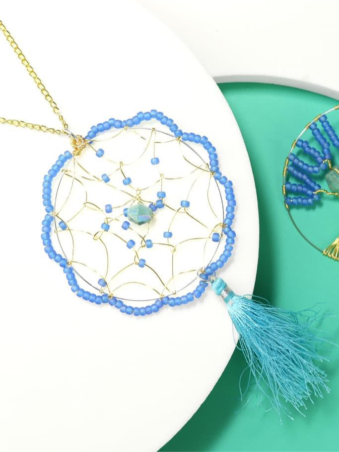 💎✨ Blue and Gold Mandala Web Necklace ✨💎 Jewellery MakerTV Piece 🩷💚
