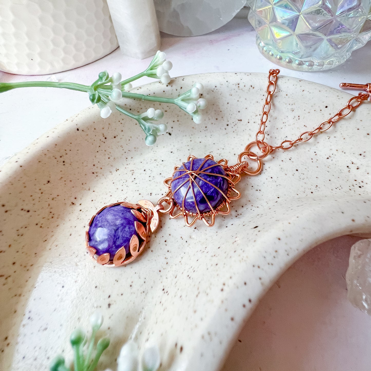 💜✨ Charoite Sunburst Duo Necklace ✨💜 Jewellery MakerTV Piece 🩷💚