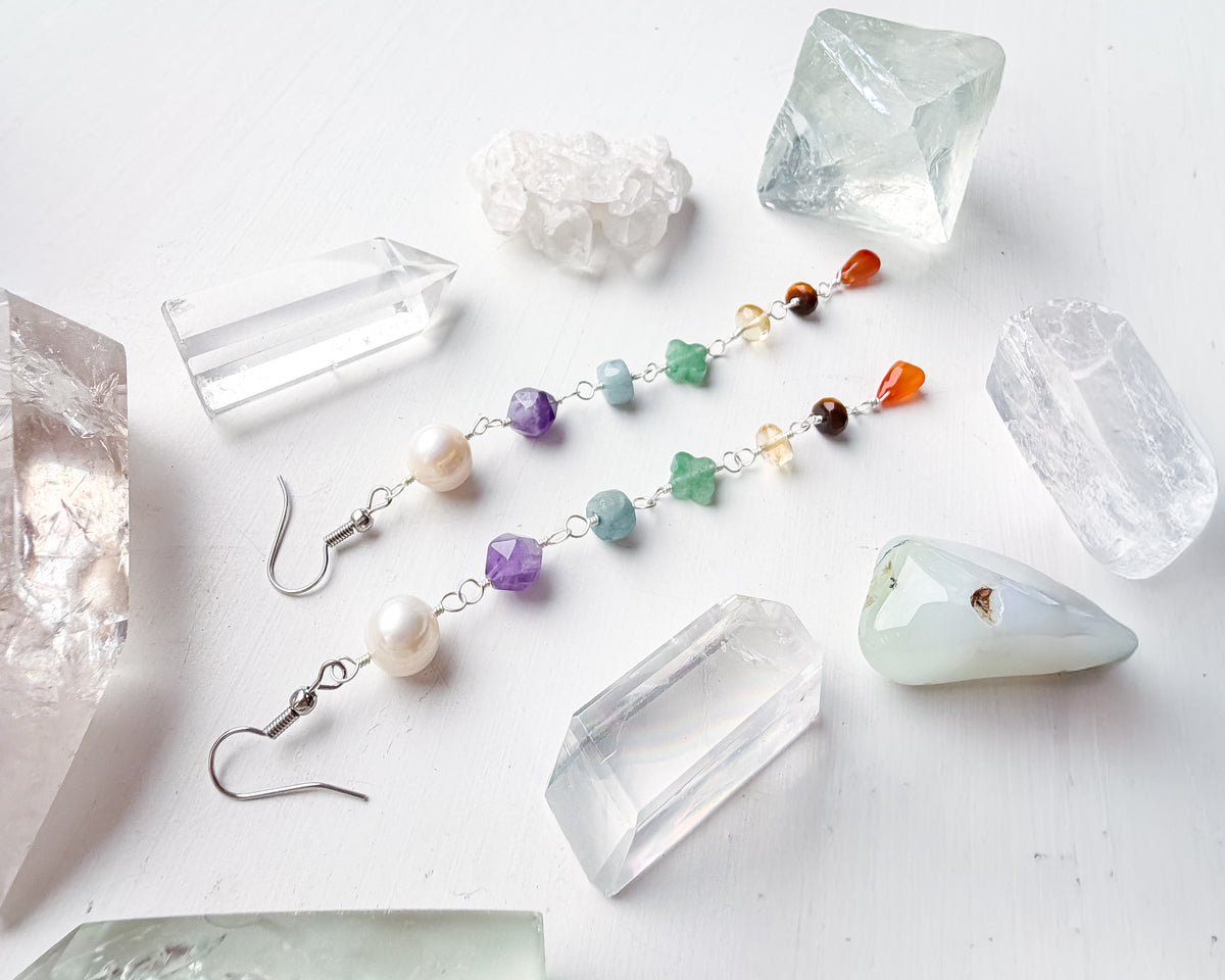 . 🌈✨💎 Chakra Pearl Earrings 💎✨🌈