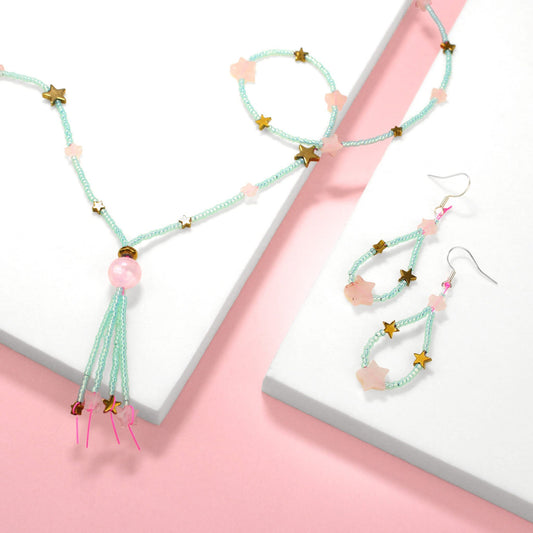 ✨🩷🌿 Pink Aura & Starburst Necklace & Earring Set 🌿🩷✨ Jewellery MakerTV Piece 🩷💚