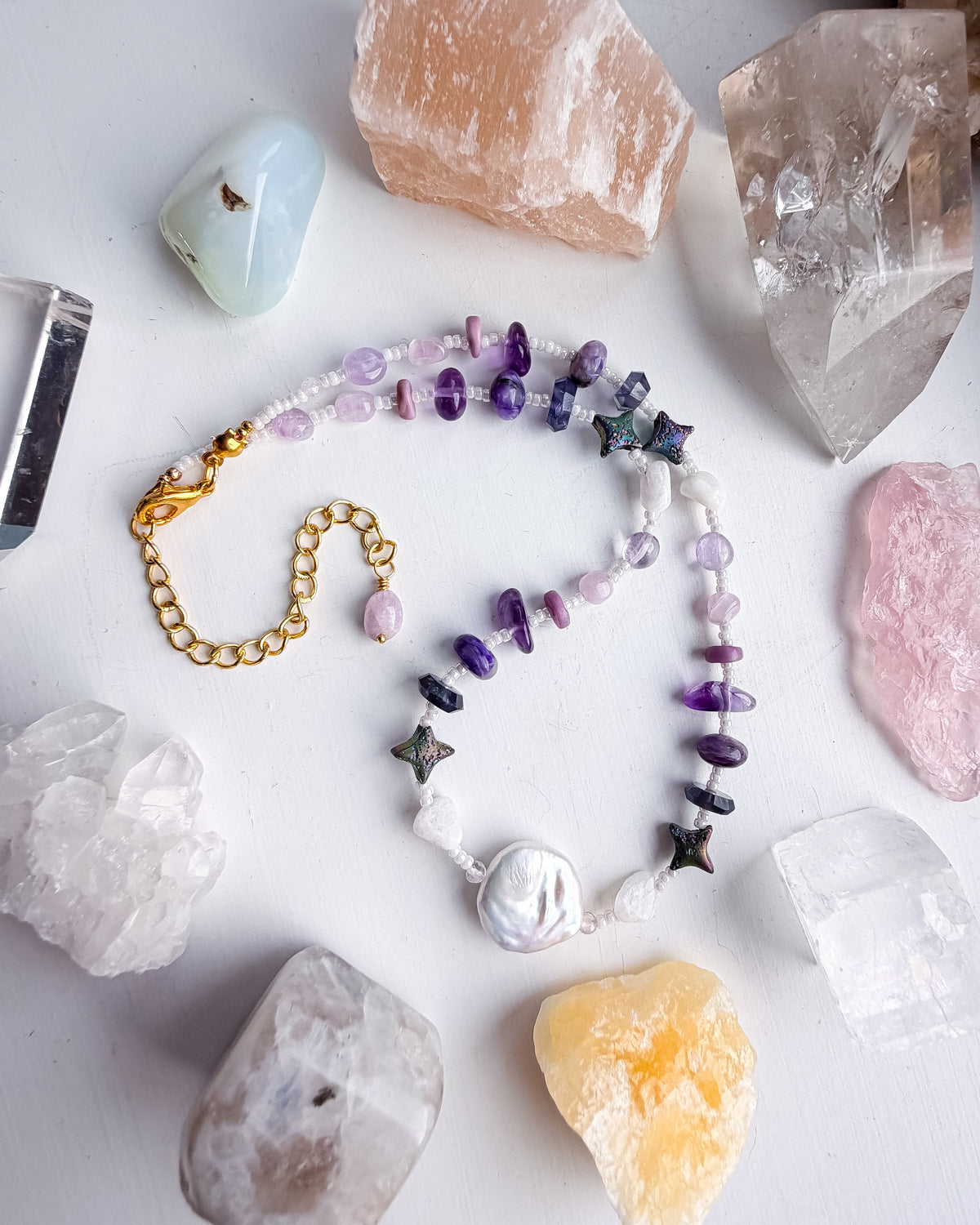 . 🌈✨💎 Crown & Third Eye Chakra Pearl Choker 💎✨🌈