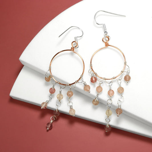 🍓✨ Strawberry Quartz Cascade Hoops ✨🍓 Jewellery MakerTV Piece 🩷💚