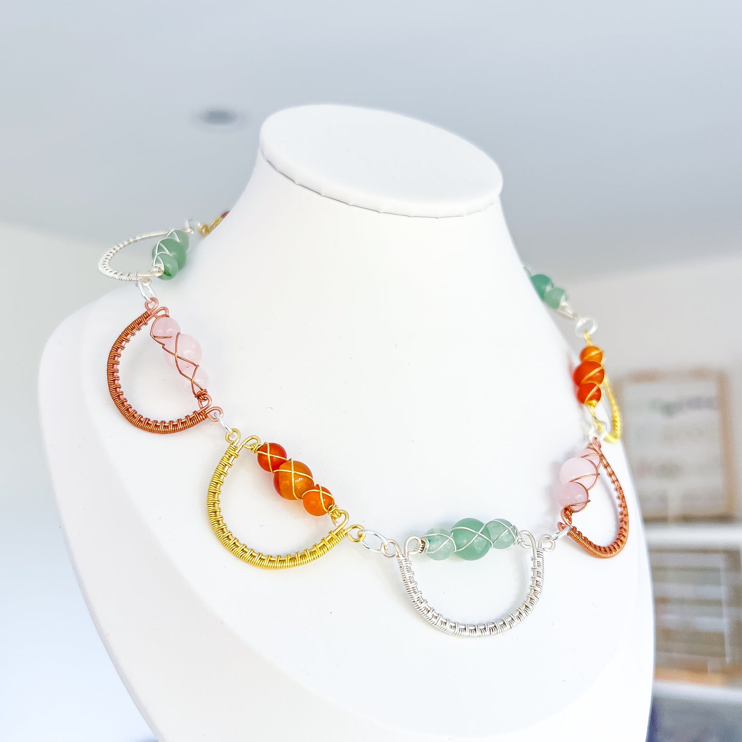 🌈 Rainbow Crescent Gemstone Necklace 🌙 Jewellery MakerTV Piece 🩷💚