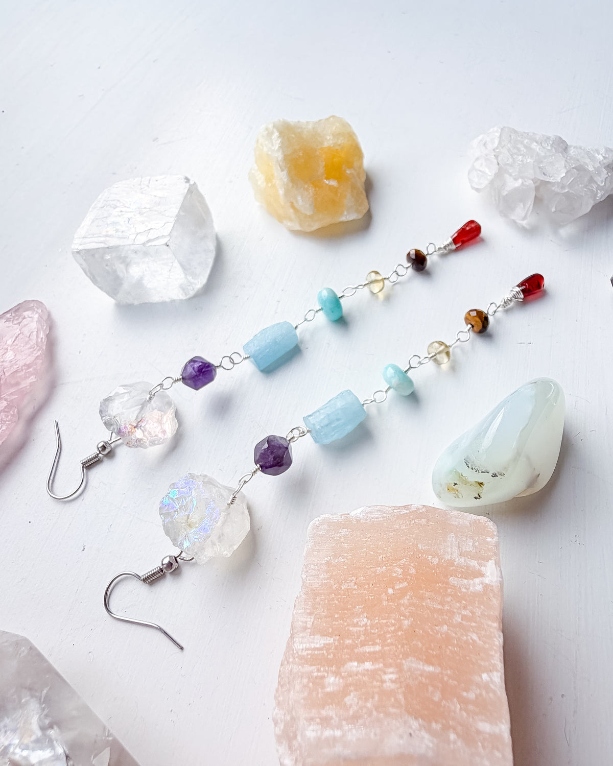 . 🌈✨💎 Chakra Aura Quartz Earrings 💎✨🌈