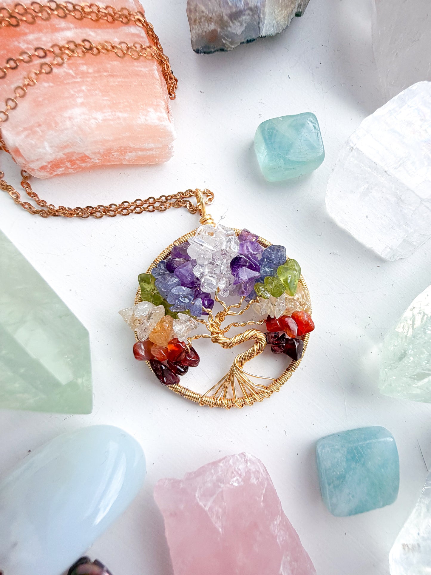 Gold Classic Chakra Tree Of Life Necklace