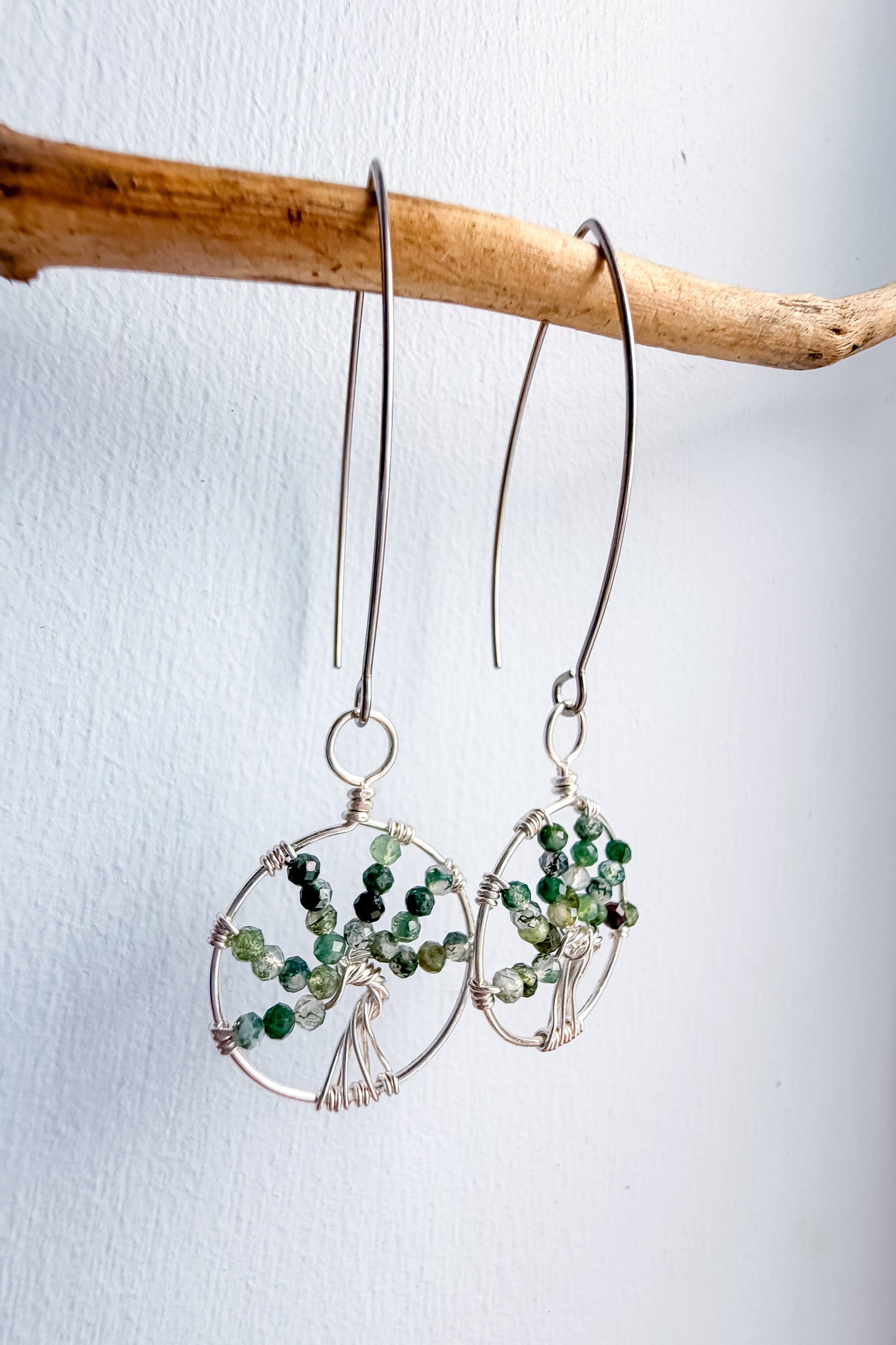 Moss Agate Tree Of Life Earrings