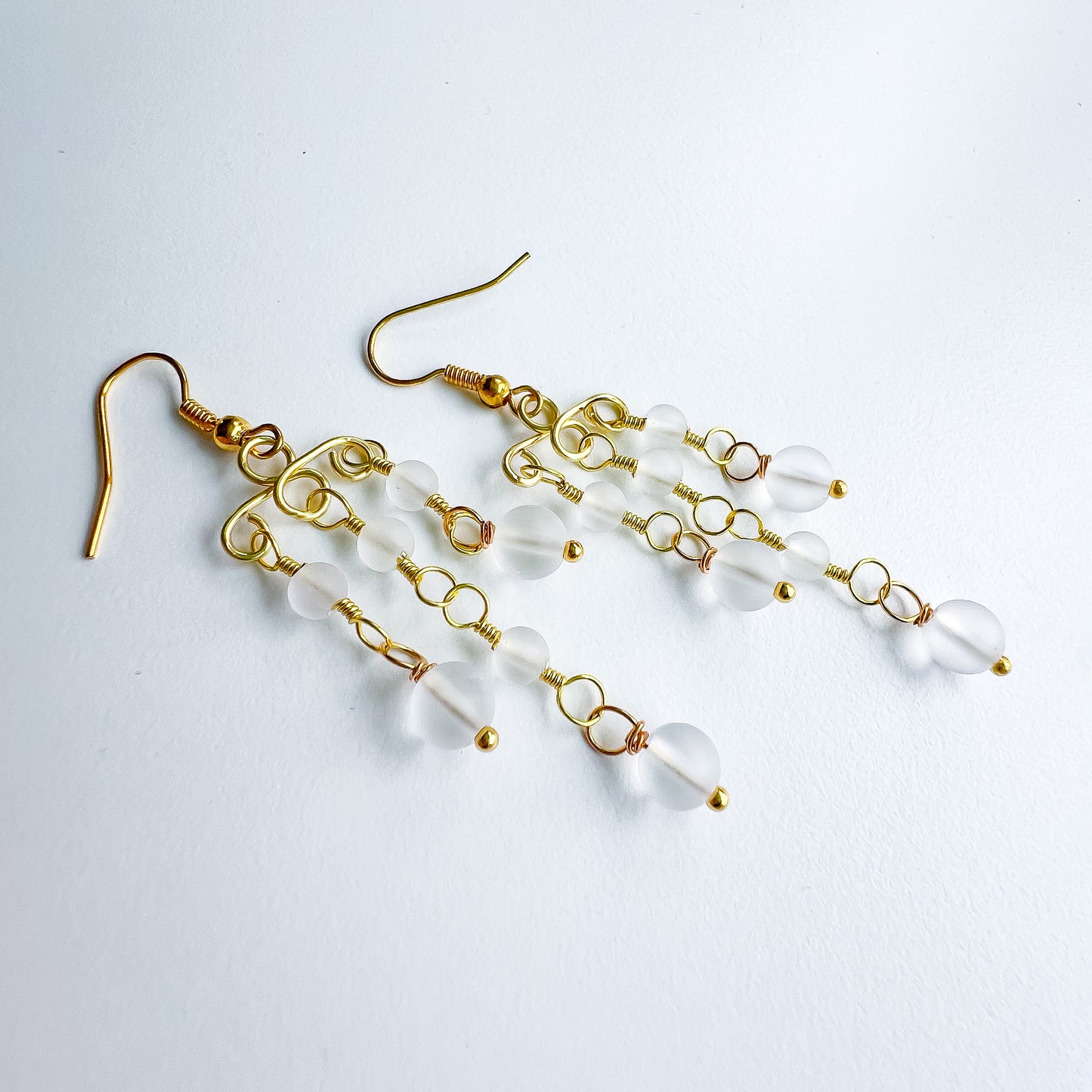 🤍✨Matte Clear Quartz Graduated Cascade Earrings ✨🤍 Jewellery MakerTV Piece 🩷💚