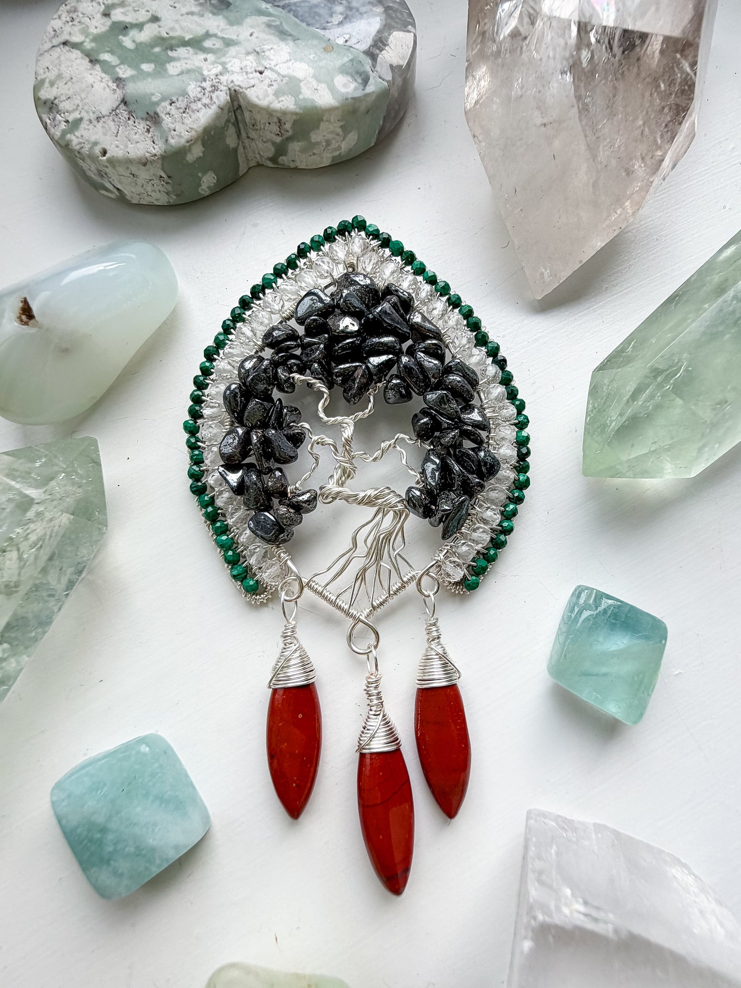 🌳 Boundaries Are Sacred – Grounding Hematite Tree of Life Talisman Necklace