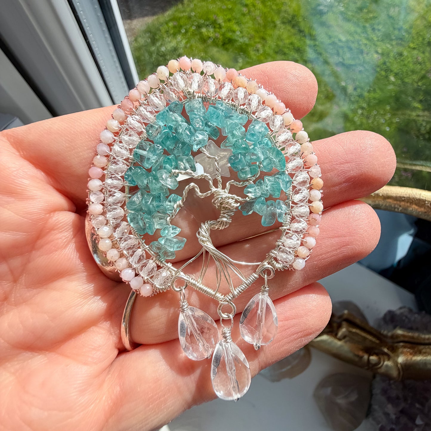 🩷✨🌿 Heart Centred Dreamer 🌿✨🩷 – Rose Quartz, Neon Apatite, Clear Quartz & Pink Opal Necklace