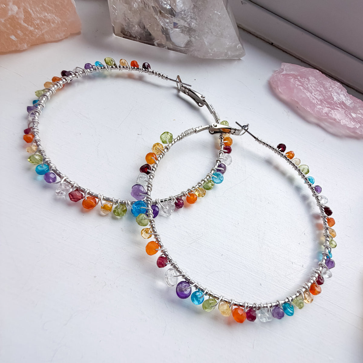 . 🌈✨💎 Large Chakra hoop earrings 💎✨🌈