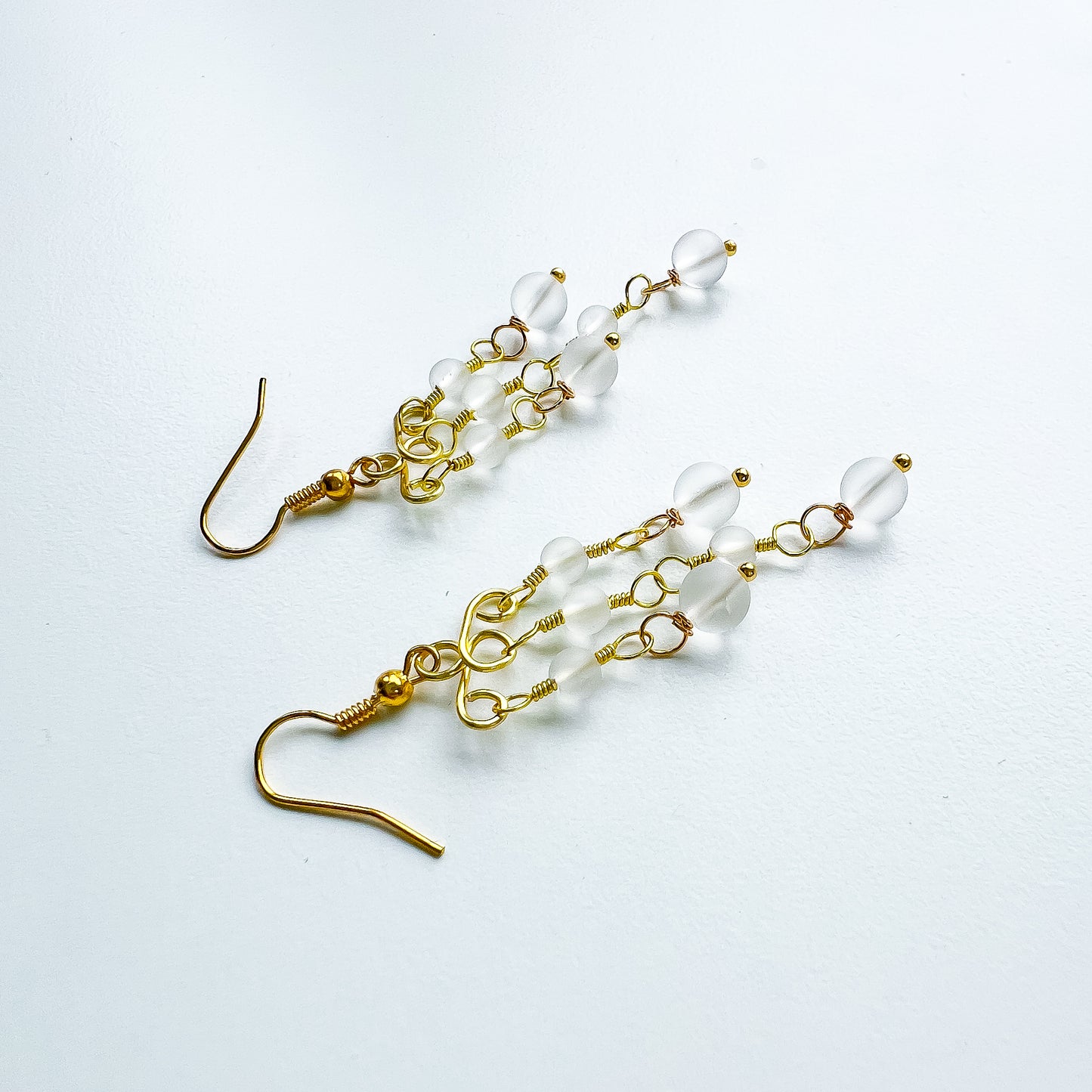 🤍✨Matte Clear Quartz Graduated Cascade Earrings ✨🤍 Jewellery MakerTV Piece 🩷💚