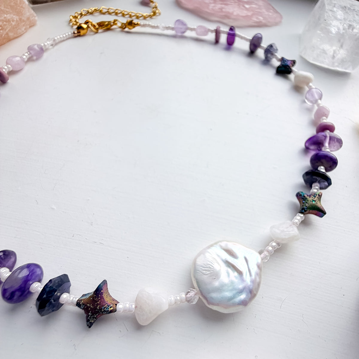 . 🌈✨💎 Crown & Third Eye Chakra Pearl Choker 💎✨🌈