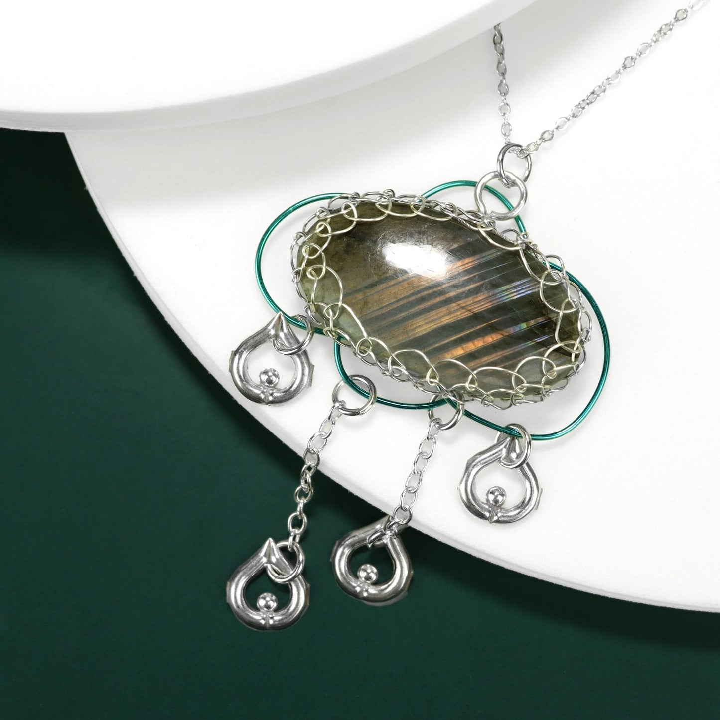 ✨🌧️ Rain Cloud Labradorite Pendant 🌧️✨ Jewellery MakerTV Piece 🩷💚