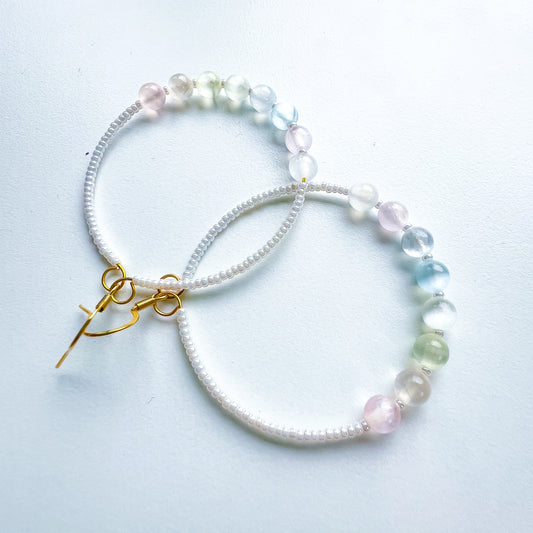 Pastel selenite statement hoop earrings gold