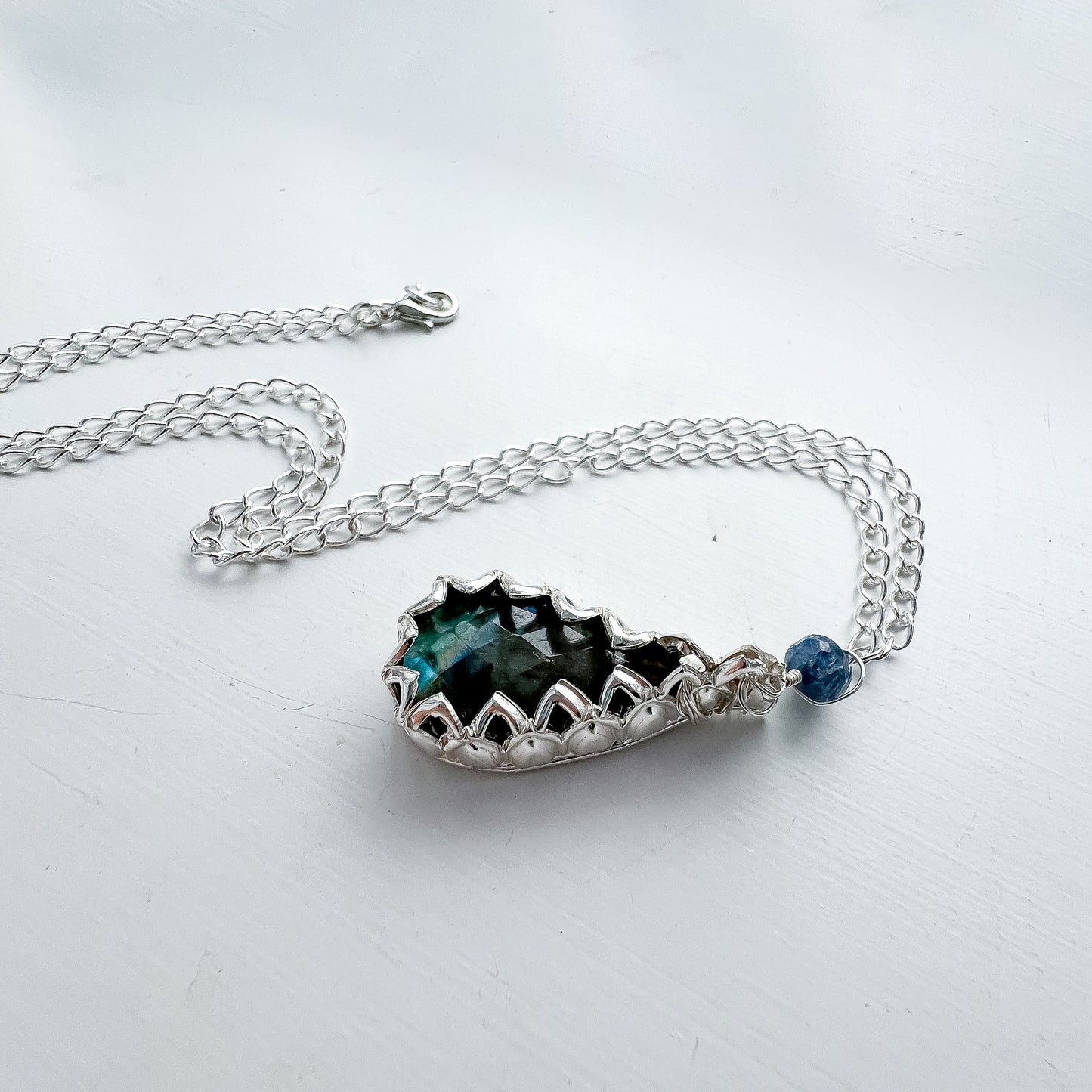 🌙✨ Labradorite & Sapphire Silver Necklace ✨🌙 Jewellery MakerTV Piece 🩷💚