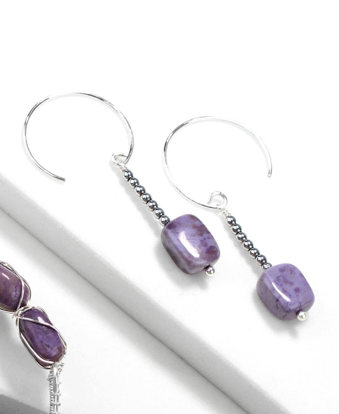 💜✨ Burmese Jadeite & Hematite Drop Earrings ✨💜 Jewellery MakerTV Piece 🩷💚