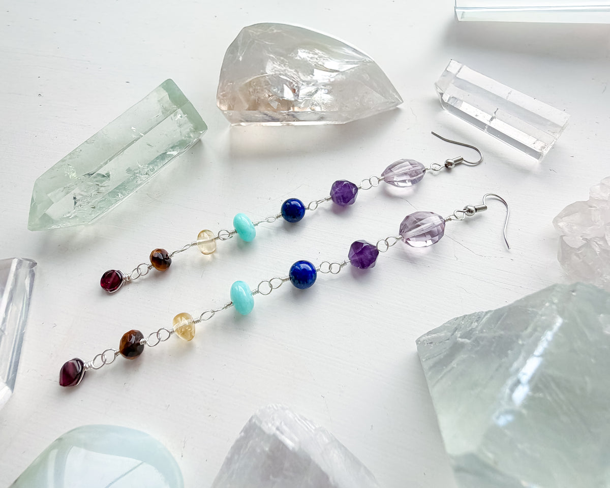 . 🌈✨💎 Chakra Pink Amethyst Earrings 💎✨🌈