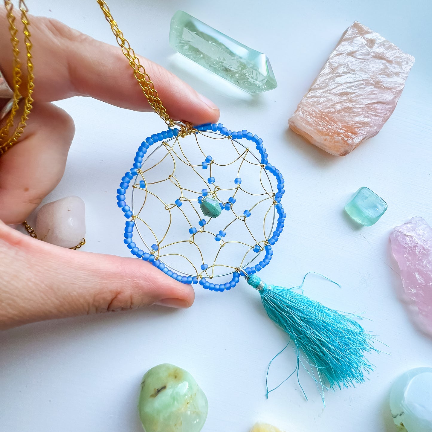 💎✨ Blue and Gold Mandala Web Necklace ✨💎 Jewellery MakerTV Piece 🩷💚