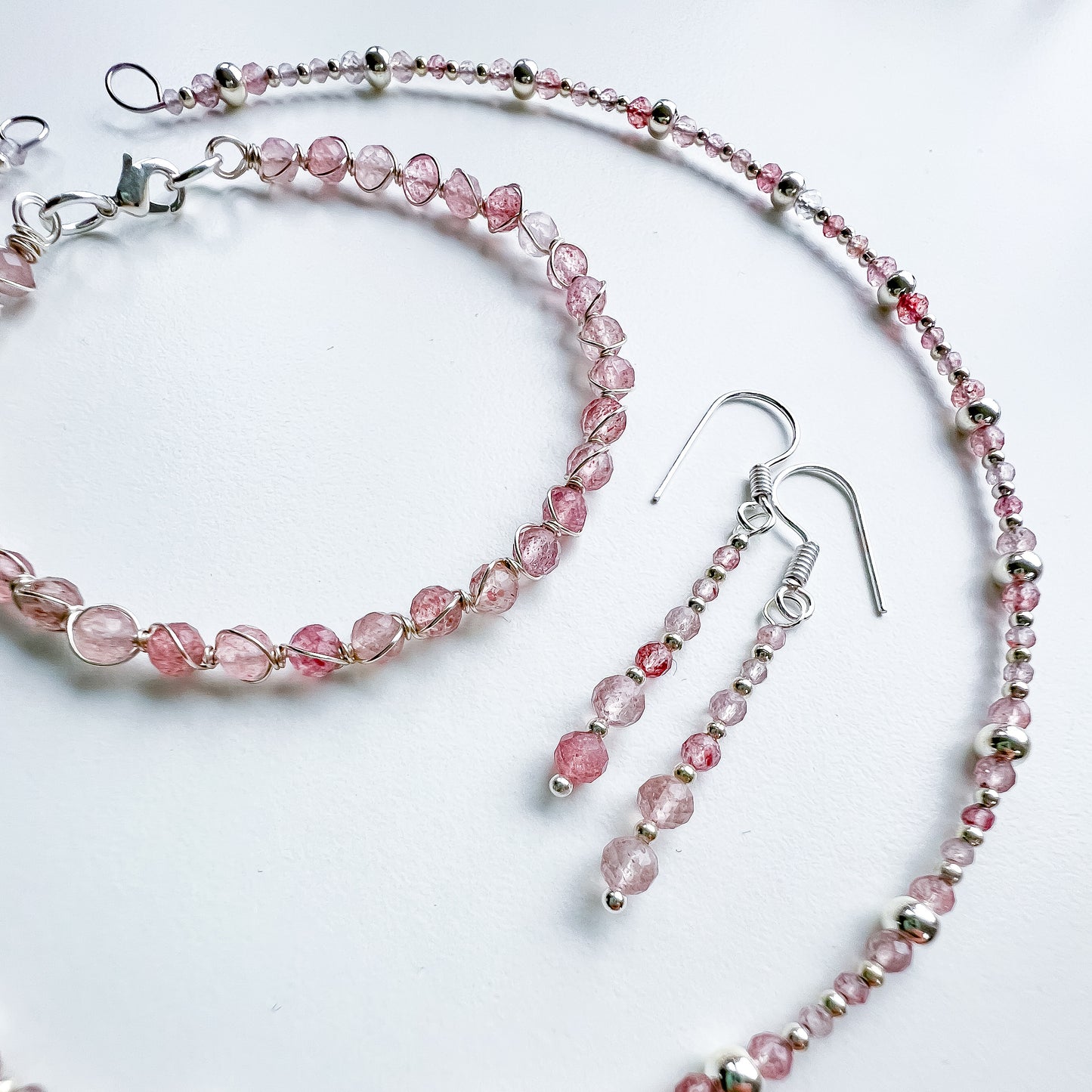 🍓✨ Strawberry Quartz Drop Earrings ✨🍓 Jewellery MakerTV Piece 🩷💚