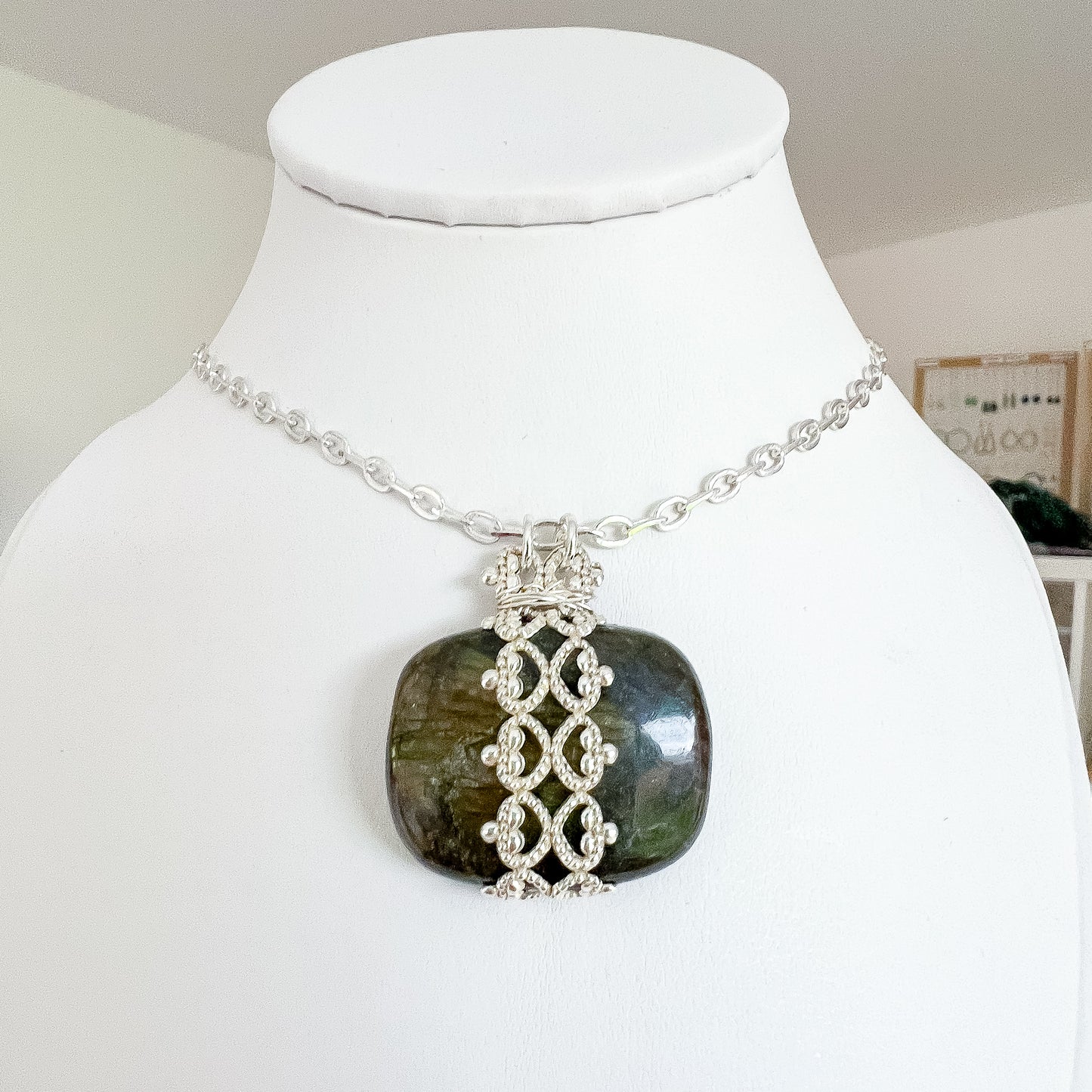 ✨🤍🩶 Labradorite Silver Lace Necklace 🩶🤍✨ Jewellery MakerTV Piece 🩷💚