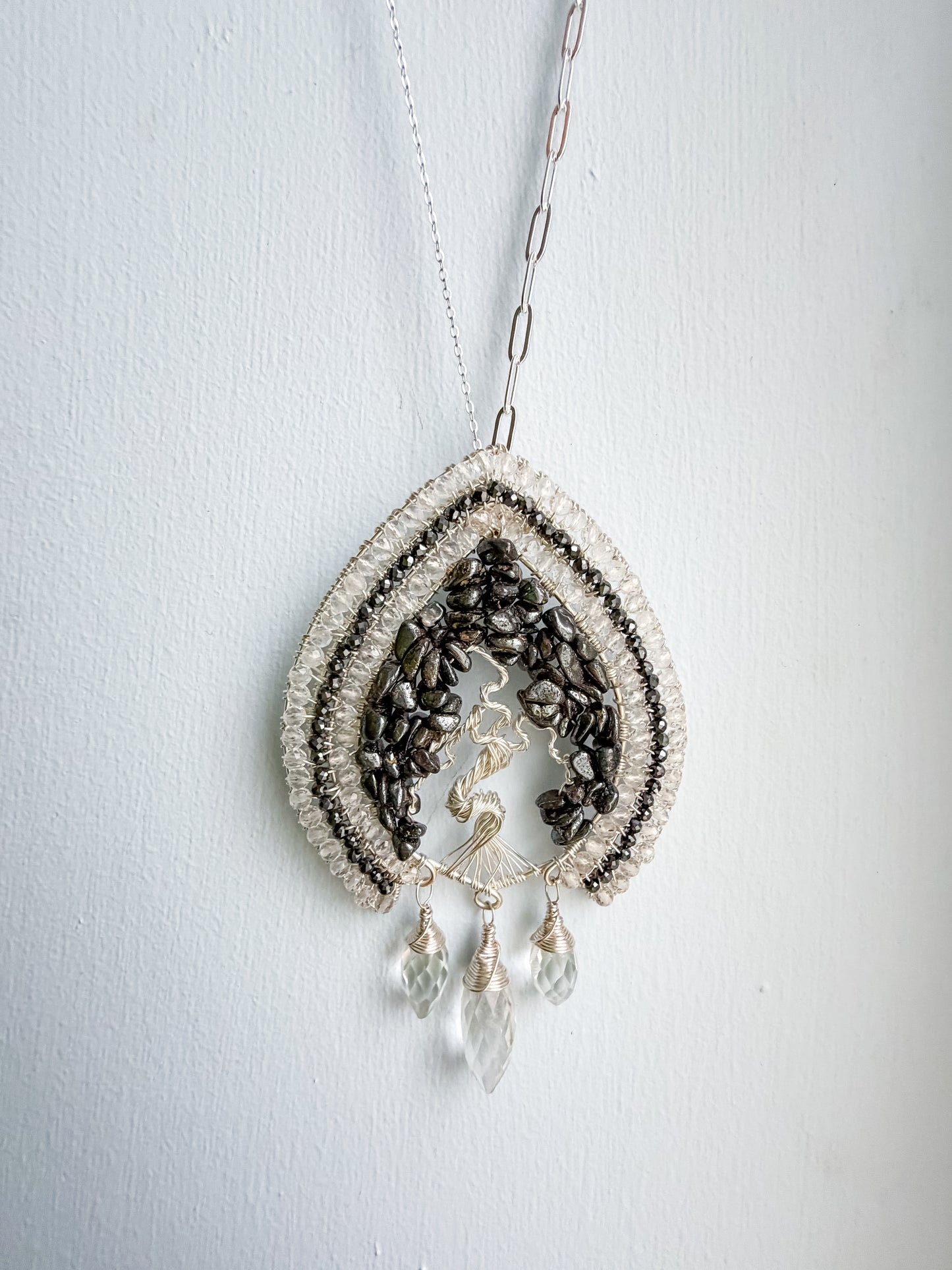 🌳 Protect Your Light - Hematite and clear quartz and smokey tree of life talisman 🌳