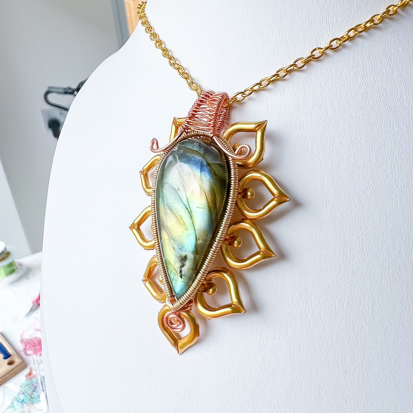 ✨🔥 Fire Burst Labradorite Necklace 🔥✨ Jewellery MakerTV Piece 🩷💚