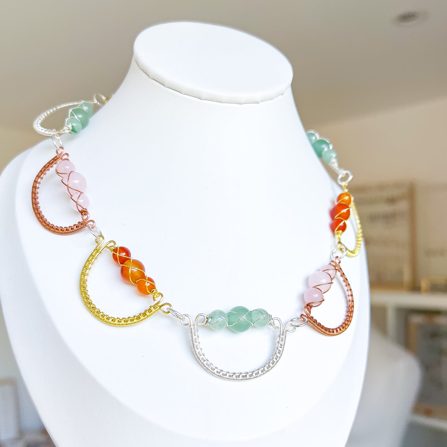 🌈 Rainbow Crescent Gemstone Necklace 🌙 Jewellery MakerTV Piece 🩷💚