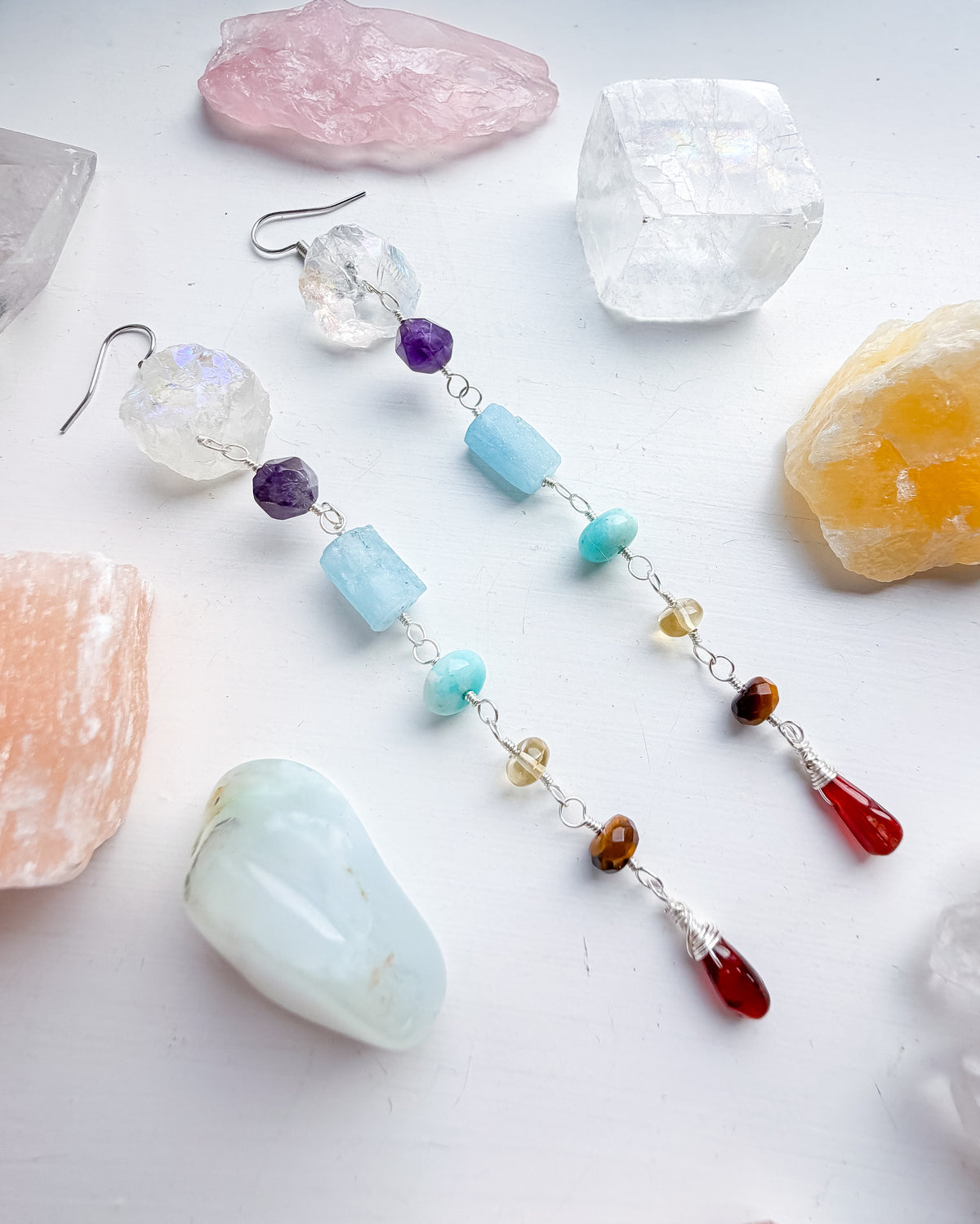 . 🌈✨💎 Chakra Aura Quartz Earrings 💎✨🌈