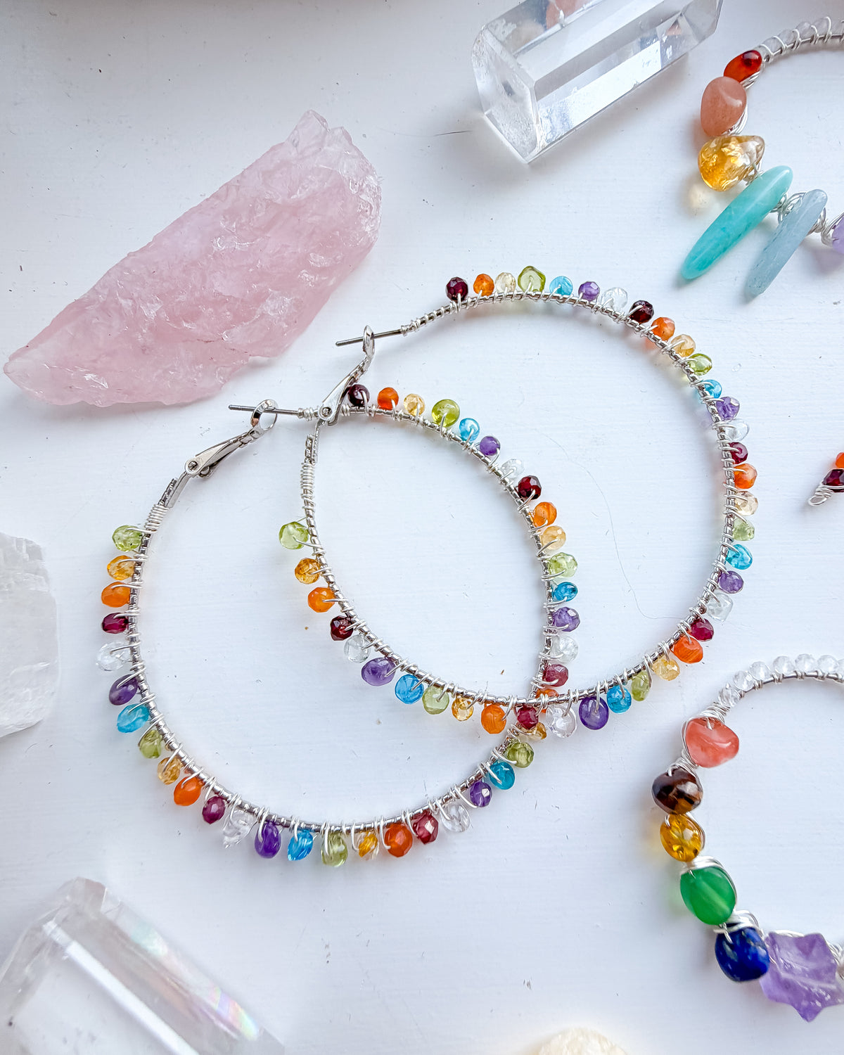 . 🌈✨💎 Large Chakra hoop earrings 💎✨🌈
